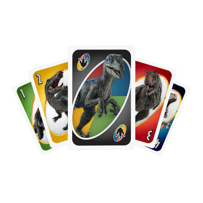 UNO Jurassic World Dominion Card Game with Themed Deck & Special Rule, Gift for Kid, Adult & Family Game Nights, Ages 7 Years Old & Up, GXD72