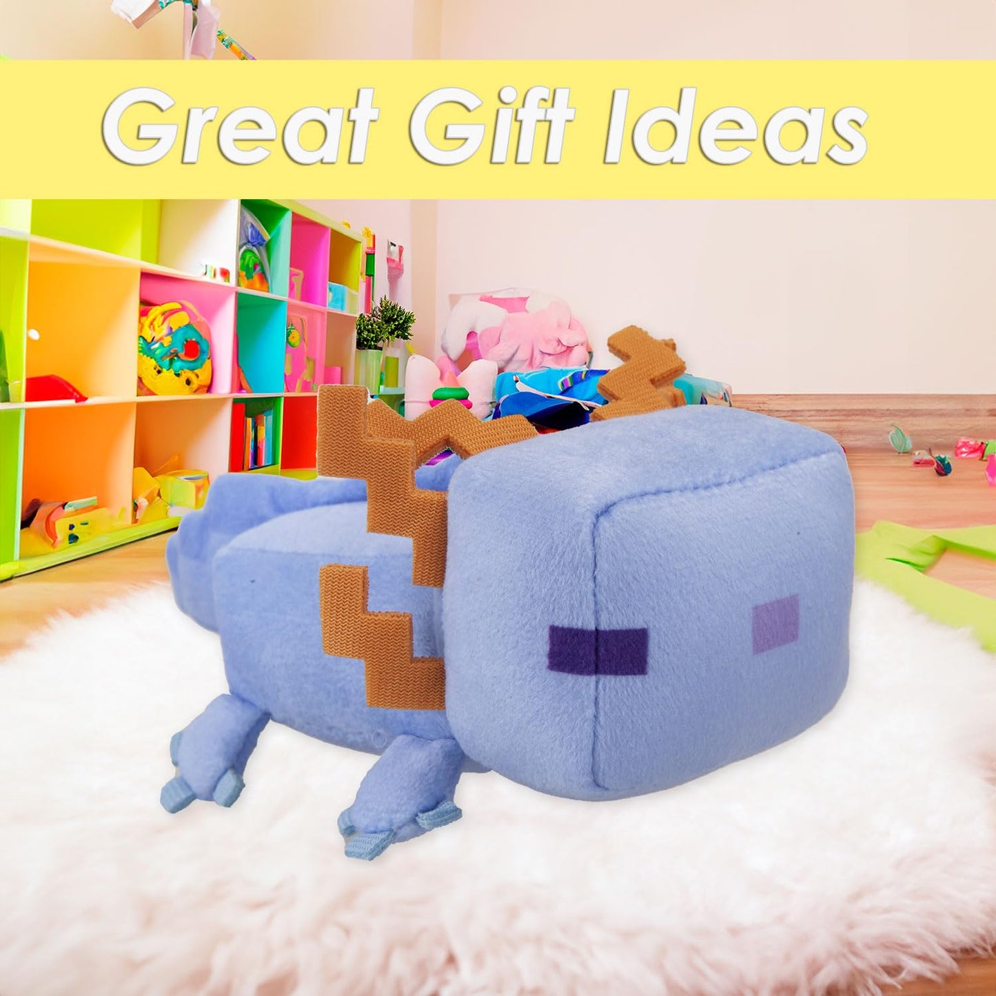 VFM - Minecraft Blue Axolotl Soft Toy Clip On Video Game Character-Officially Licensed Plush Stuffed Toy Plush Toy Cute Stuffed Plushie, Gifts for Birthday, Valentine's Day Christmas - 13cm Blue