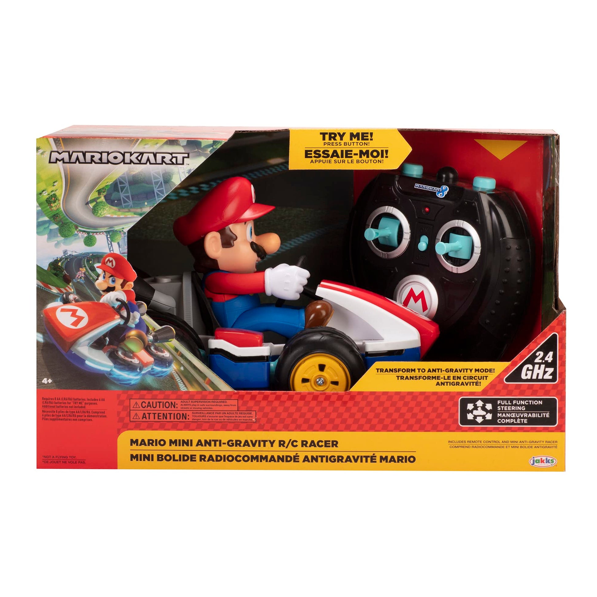 Nintendo Super Mario Kart 8 Mario Anti-Gravity RC Racer by Jakks Pacific with 360 spins, wheelies, drifting, and up to 100 ft. range.