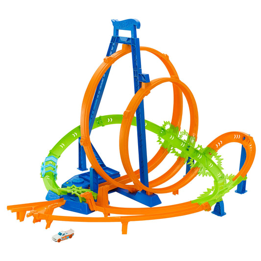 Hot Wheels -Track Set, Epic Crash Dash with 5 Crash Zones, Motorized Booster and 1 Hot Wheels 1:64 Scale Toy Car, Easy Storage, HTP55