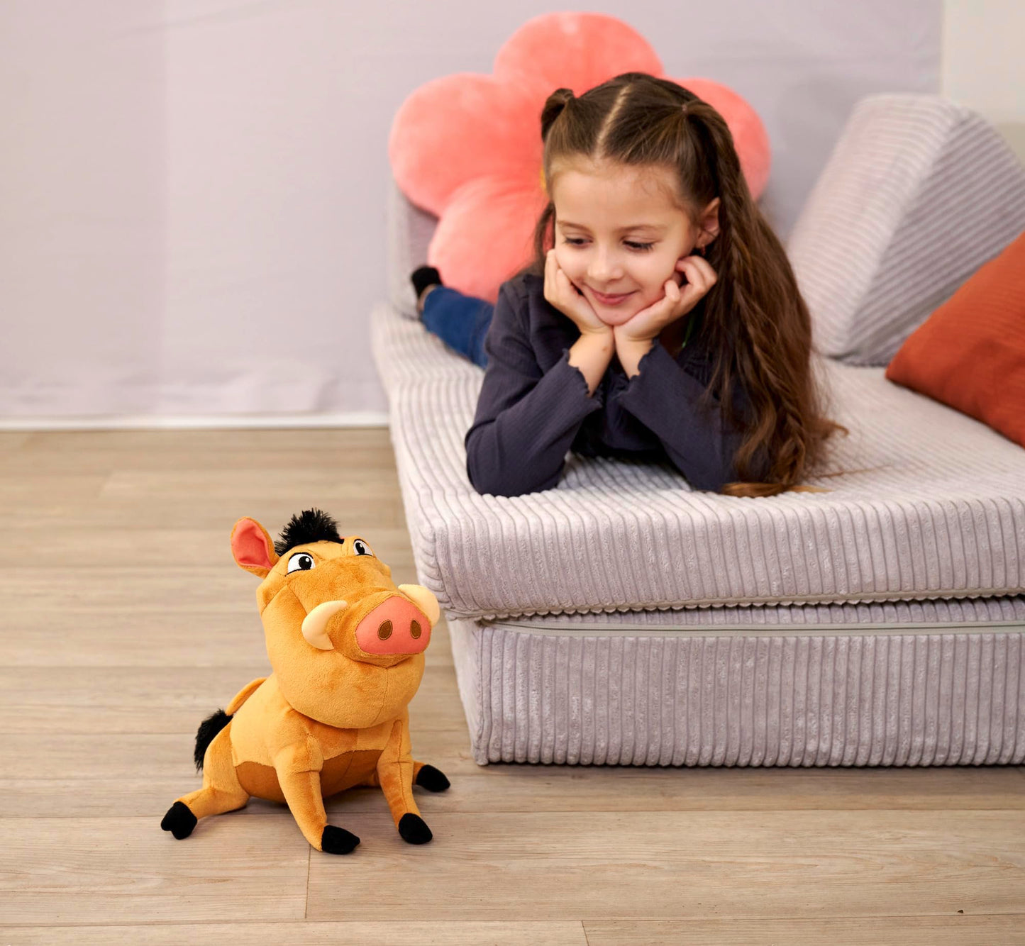 Disney Lion King Pumbaa Character 25cm tall, Celebrating 30 Years of The Lion King, cuddly soft toy for kids and adults for birthday and gift or just collect them all
