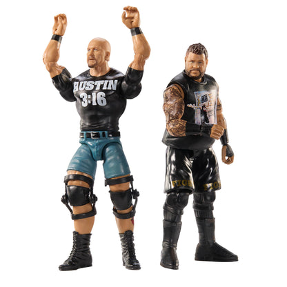 Mattel WWE Main Event Championship Showdown 2-Pack Action Figures & Accessory, Series #20 “Stone Cold” Steve Austin vs Kevin Owens Collectible Set, JCV70