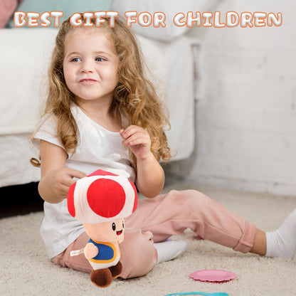 Ainvliya Toad Plush Toy, 21 cm red mushroom soft stuffed animal, cute cartoon doll for babies and kids, cuddly birthday gift