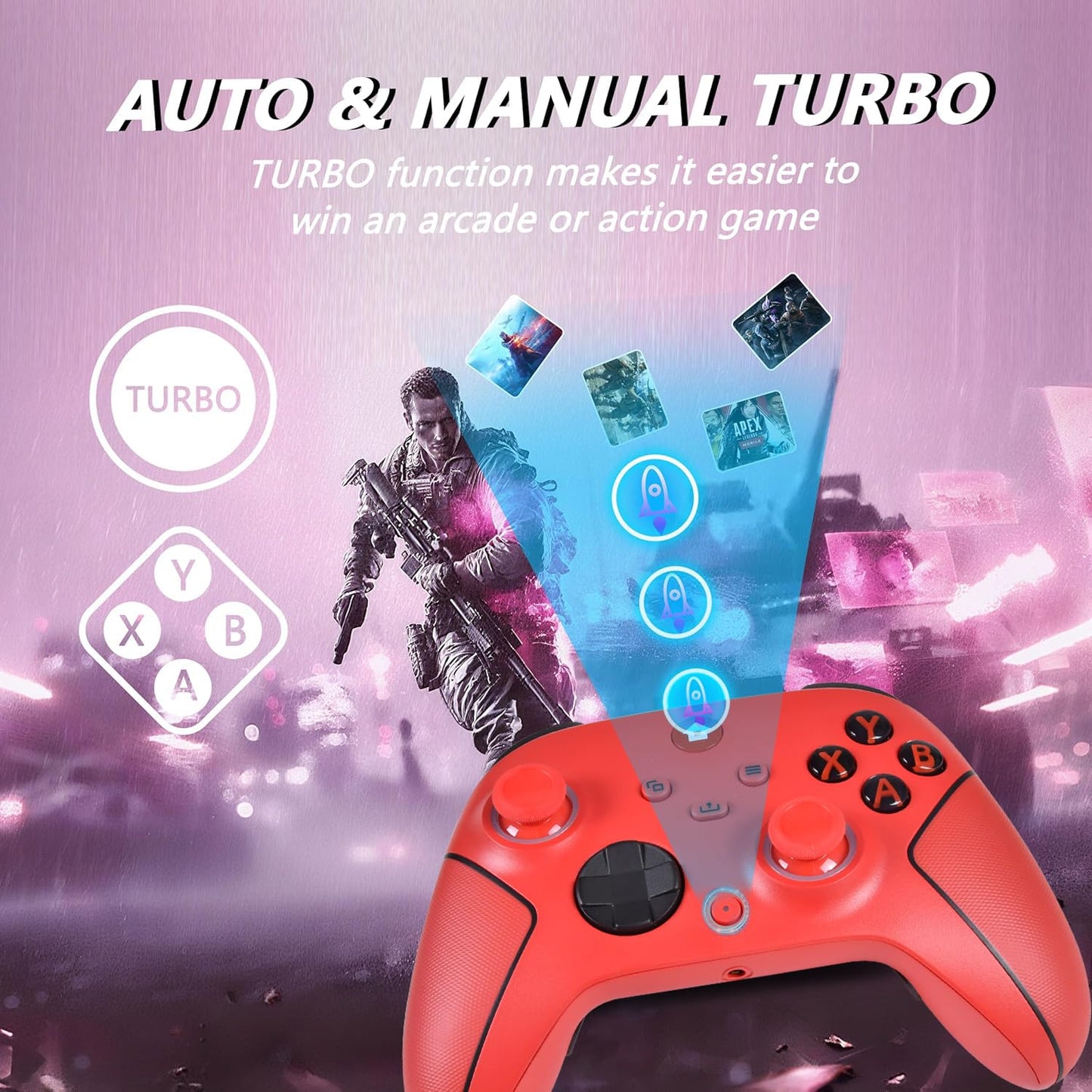 Lampelc Xbox Wireless Controller for Xbox Series X, Series S, Xbox One, and Windows with ergonomic design and standard button layout.
