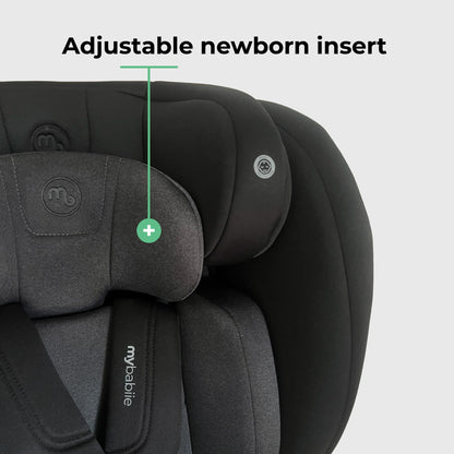 My Babiie MBCS100 2-in-1 Convertible R129 Child Car Seat - Belted, 40-150cm (Approx. Birth - 12 Years, 0-36kg), i-Size, Group 0+1/2/3, Adjustable - Black