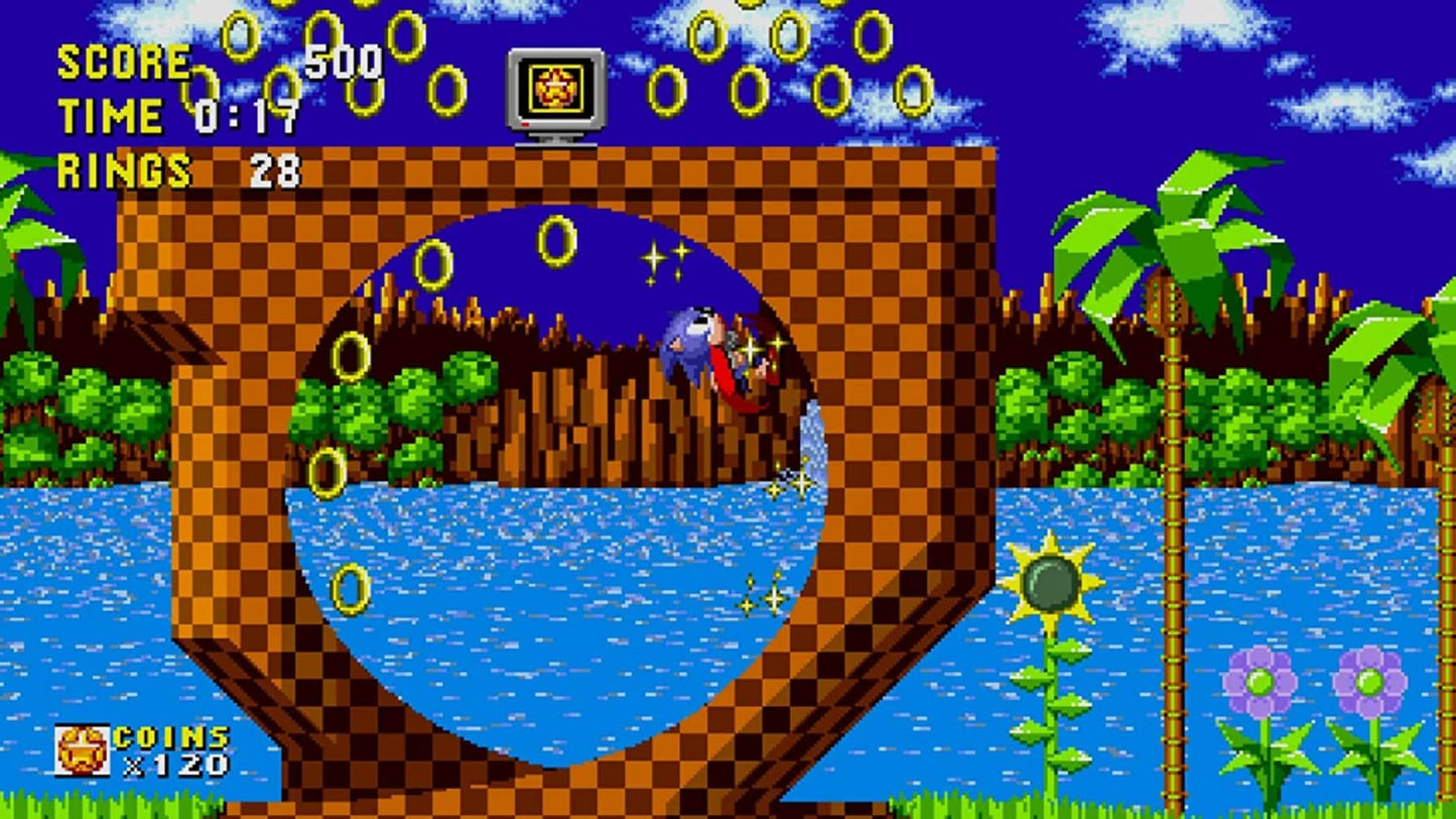 SEGA Sonic Origins Plus Switch game cartridge with colorful cover art featuring Sonic the Hedgehog and classic characters.
