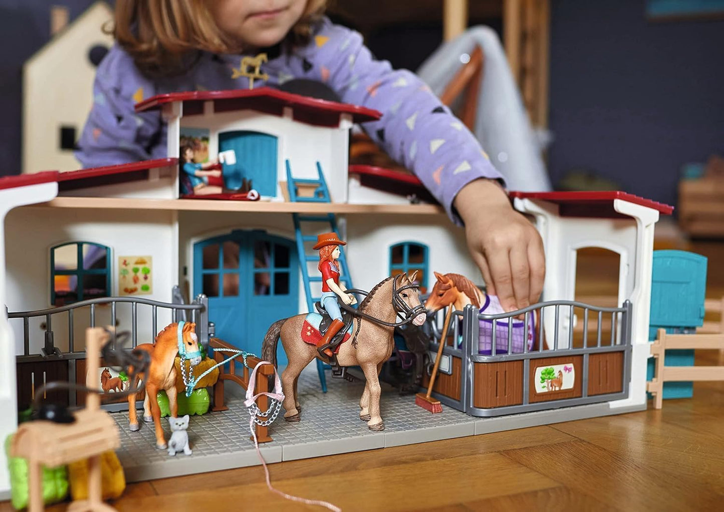 SCHLEICH Horse Club - 115 PC Lakeside Riding Center Horse Toy Playset with Horses and Riders, Barn and Farm Figurine Accessories - Farm Toys for Girls and Boys - Realistic Kids Toys Ages 5+ | 42567