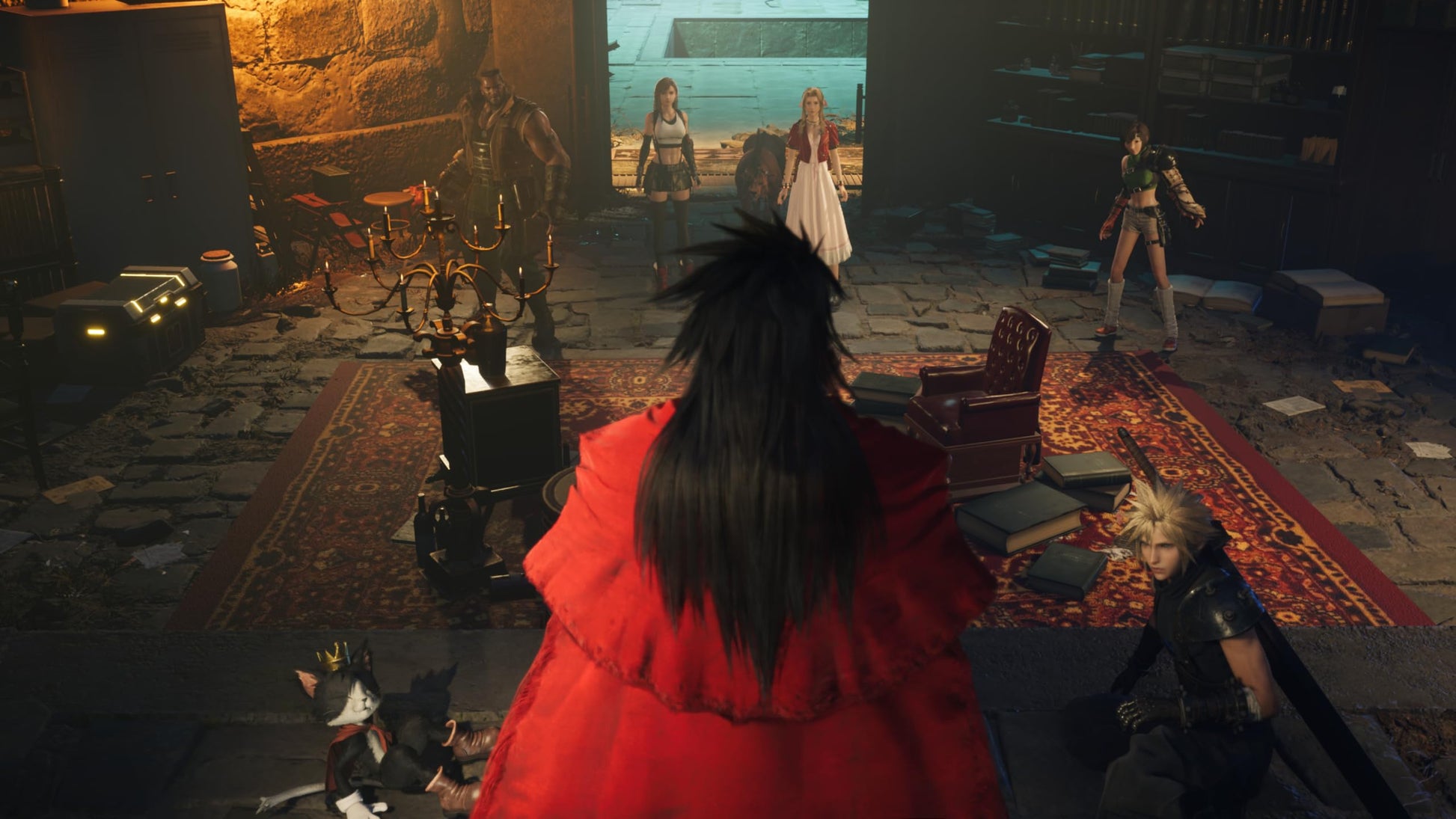 Square Enix Final Fantasy VII Rebirth PlayStation 5 game box with cover art and Amazon exclusive in-game Shinra Bangle.
