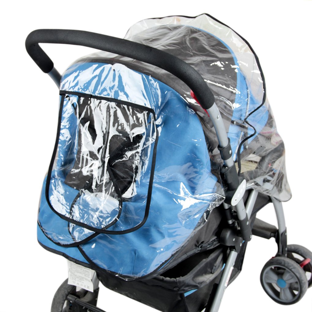 Universal Stroller Rain Cover for Pushchair Buggy Pram Baby Travel Weather Shield Rainproof Dustproof Windproof Rain Cover with Canopy and Zipper Door