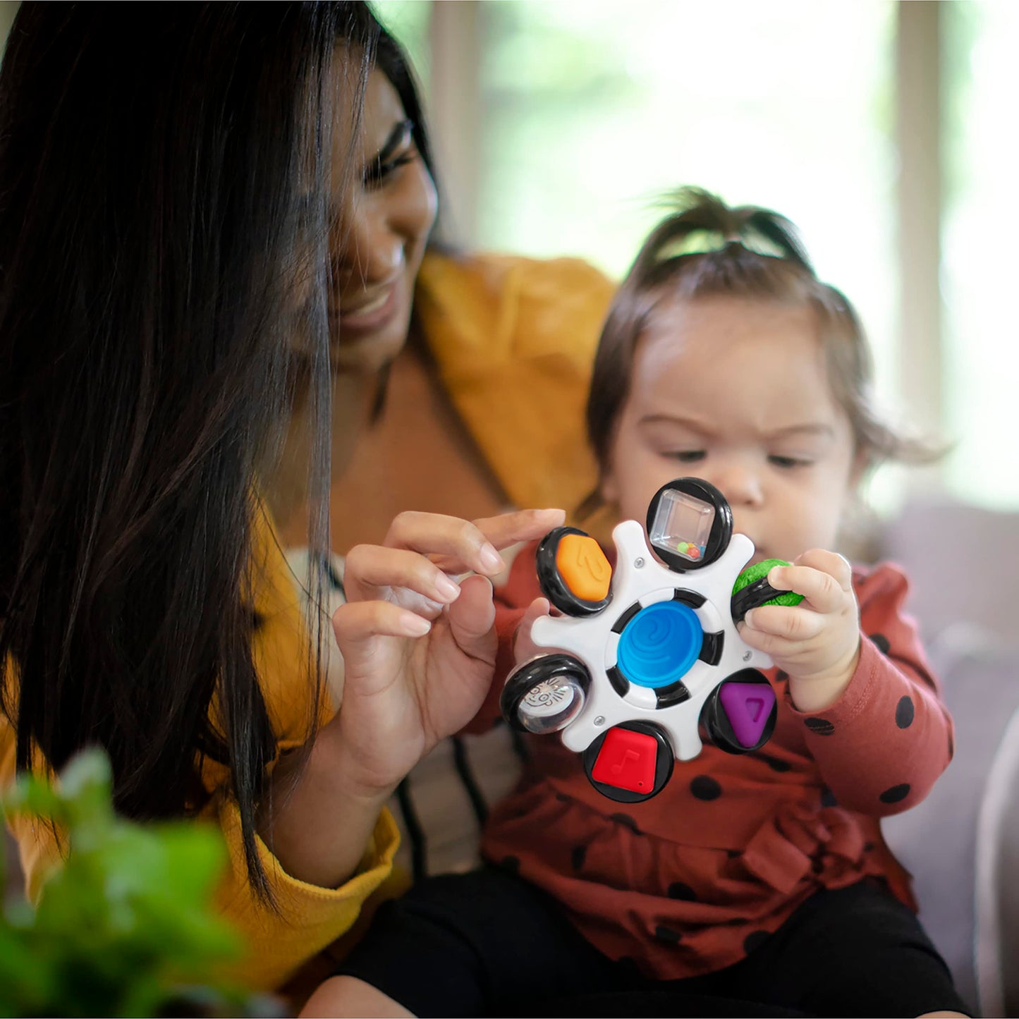 Baby Einstein Curiosity Clutch fidget sensory toy with pop it rattle, BPA-free infant teether for babies 3 months and older.