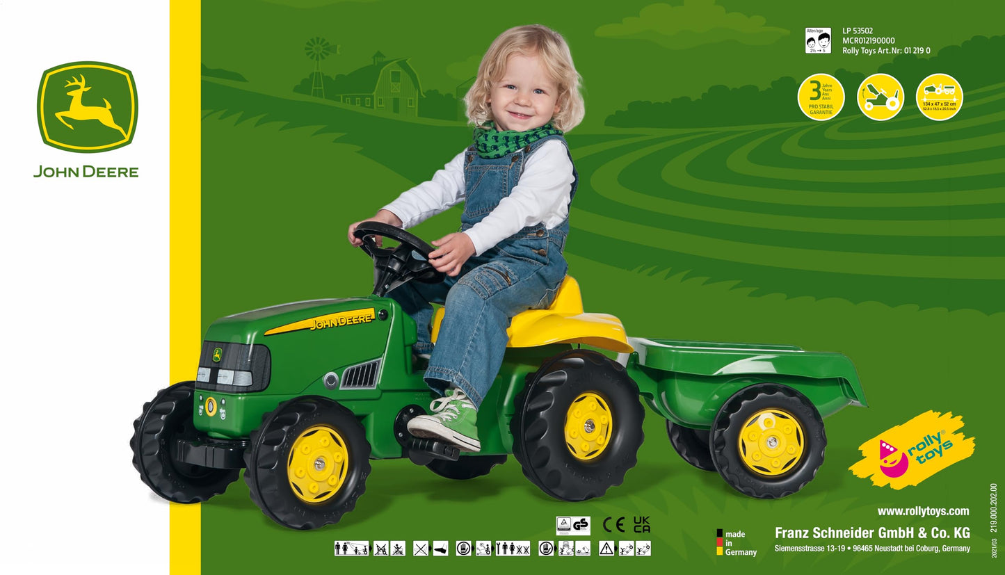 rolly toys | rollyKid John Deere Tractor with Trailer | 012190, Green