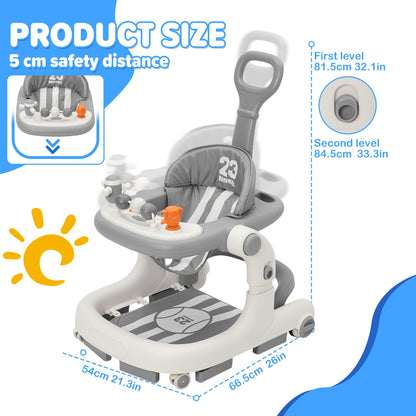 Yosamy 3-in-1 baby walker with lights, music, adjustable height, anti-rollover design, suitable for boys and girls ages 6-12 months