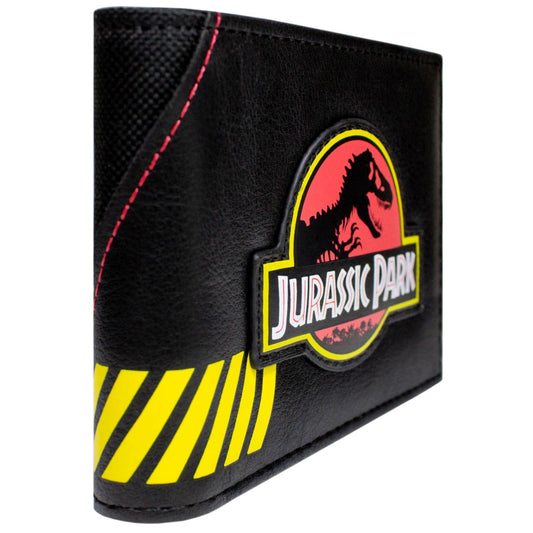 PocketGear Jurassic Adventure Isla Nublar Park T-Rex Emblem Wallet Bi-Fold ID & Card Holder, Black