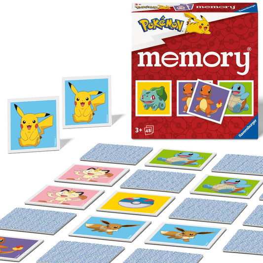 Ravensburger Pokemon Mini Memory Game featuring colorful cards for kids aged 3+, designed for 2 to 6 players.
