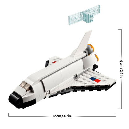 LEGO 31134 Creator 3 in 1 Space Shuttle set with astronaut figure and spaceship model for kids aged 6 and up.