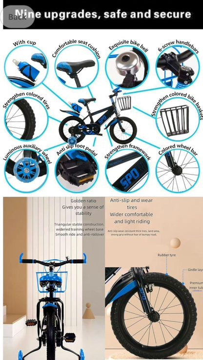 Kids Sport Bike, Tourer, Bicycle, Cycling, Boys Cycle, 12" 14" 16" 18" 20" Children’s Bicycle, Child Bikes, Adjustable Sport Bike 2-12 Years Old, Stabilisers, (18 Inches)