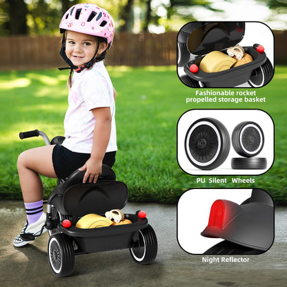 KORIMEFA Kids Tricycles for 1-3 3-5 years old, Toddler Gift Trike with Storage Basket, Boys Girls Bike with Adjustable Seat & Night Reflector, Balance Training Bicycle, Kids Toy Outdoor Indoor