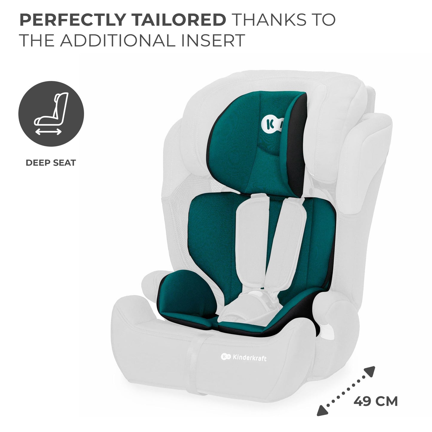 Kinderkraft Car Seat Comfort UP, I-Size Booster Child Seat, with 5 Point Harness, Adjustable Headrest, for Toddlers, Infant, Group 1/2/3, 9-36 Kg, Up to 12 Years, Green