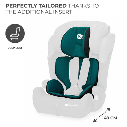 Kinderkraft Car Seat Comfort UP, I-Size Booster Child Seat, with 5 Point Harness, Adjustable Headrest, for Toddlers, Infant, Group 1/2/3, 9-36 Kg, Up to 12 Years, Green