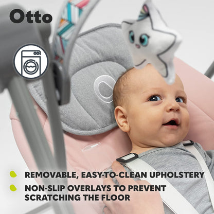 Lionelo LIONELO Baby Rocker OTTO with soft cushion, 5-speed electric swing, nature sounds, 5-point harness, compact fold for portability