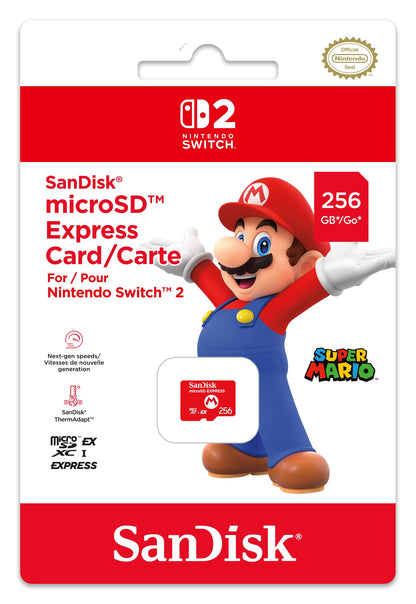 Nintendo SanDisk microSD Express Card for Nintendo Switch 2, showing the compact storage card with Nintendo branding.