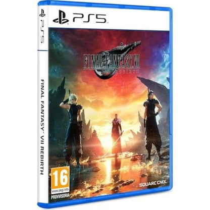 Square Enix Final Fantasy VII Rebirth PlayStation 5 game disc, featuring artwork and branding on the game case.