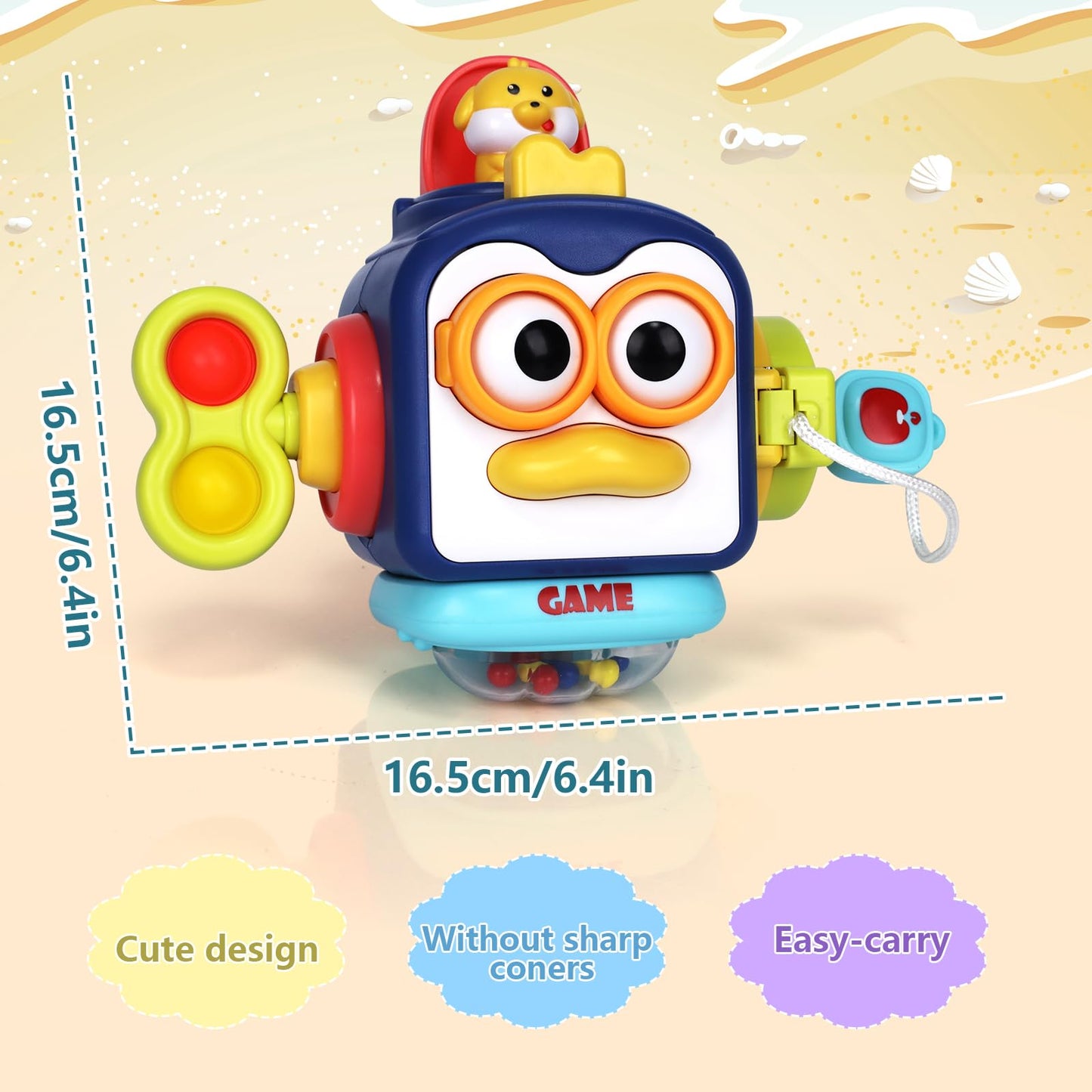 Montessori Busy Board Sensory Toys for 1-2 Year Old Toddlers: Activity Cube, Baby Fidget, Travel and Airplane Educational Learning Toys - Gift for 12-18 Month Old