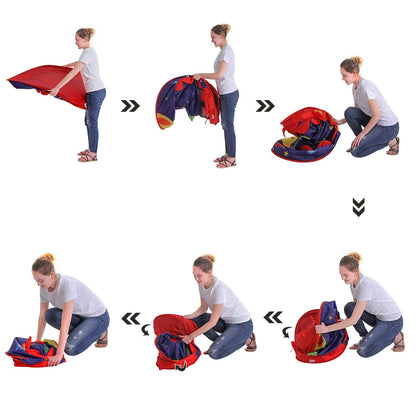 Blue SONGMICS Prince Castle Play Tent for boys, portable pop-up indoor and outdoor playhouse with carry bag for toddlers.