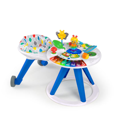 Baby Einstein Around We Grow 4-in-1 baby walker, discovery activity center and table for children 6 months and older, with colorful toys.