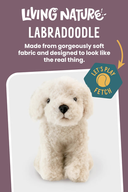 Living Nature Labradoodle, Realistic Soft Cuddly Dog Toy, Naturli Eco-Friendly Plush, 25cm