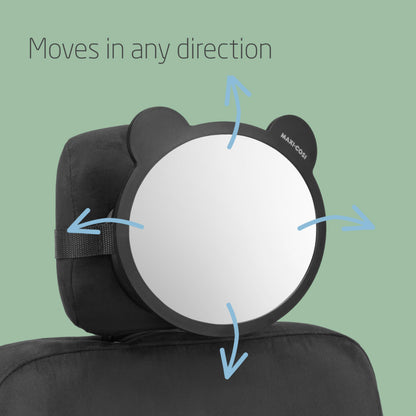 Maxi-Cosi Back Seat Mirror, Car Seat Mirror 360° Adjustable, Wide-Angle View, Easy to Install, Crash Tested and Approved, for Baby, Infant, Toddler and Child, Black