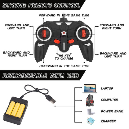 RAVSOOL Remote Control Car Transform Rc Robot Rechargeable 360°Rotating Stunt 1:18 Deformation Racing Car Toy with Cool Sound & Light One Button Deformation into Robot, Gift for Kids Children