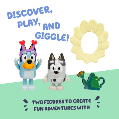 Bluey and Muffin 2-Pack Toy Figure Playset, Spring Time Toddler Figurine Toys Set with Dressup Accessories, Poseable Figurines for Kids Ages 3-5