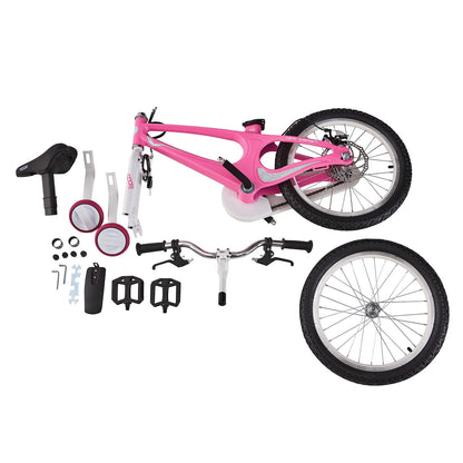 BSTSEL children's pink 14-inch bicycle with double brakes, silent stabilizers, suitable for boys and girls, ideal kids' gift.