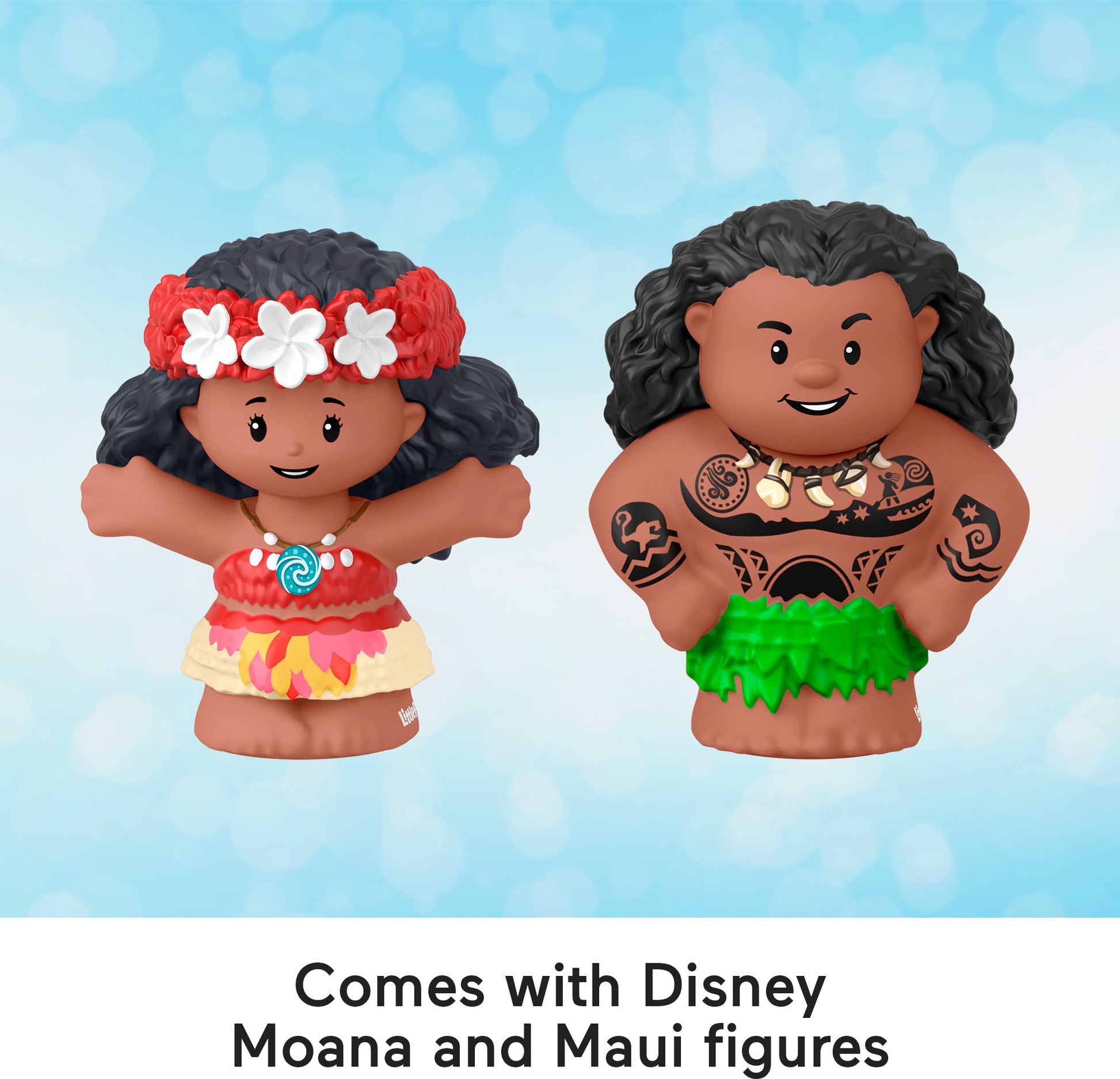 Fisher-Price Little People Disney Princess Moana and Maui’s canoe sailboat with figures for toddler pretend play, ages 18+ months.