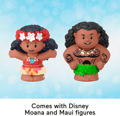 Fisher-Price Little People Disney Princess Moana and Maui’s canoe sailboat with figures for toddler pretend play, ages 18+ months.