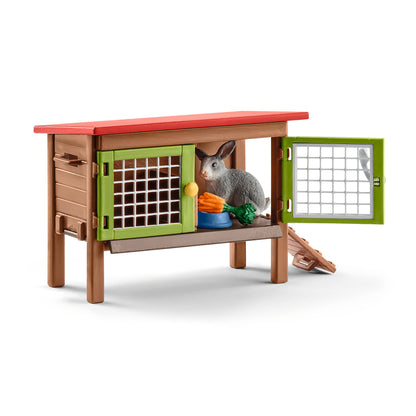Schleich Farm World - 9PC Rabbit Hutch Playset with Cute Bunny Figurines and Accessories - Realistic Farm Animal Play Set Figures for Imaginative Play - Educational Toys for Children, Toddlers Ages 3+