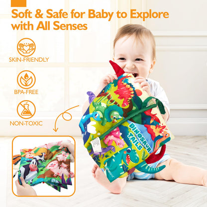 hahaland Baby Books 0-6 Months, 2PCS Baby Toys 0-6 Months Touch & Feel Tummy Time Books, Sensory Stroller Toys 0 3 4 6 Month Old Toys
