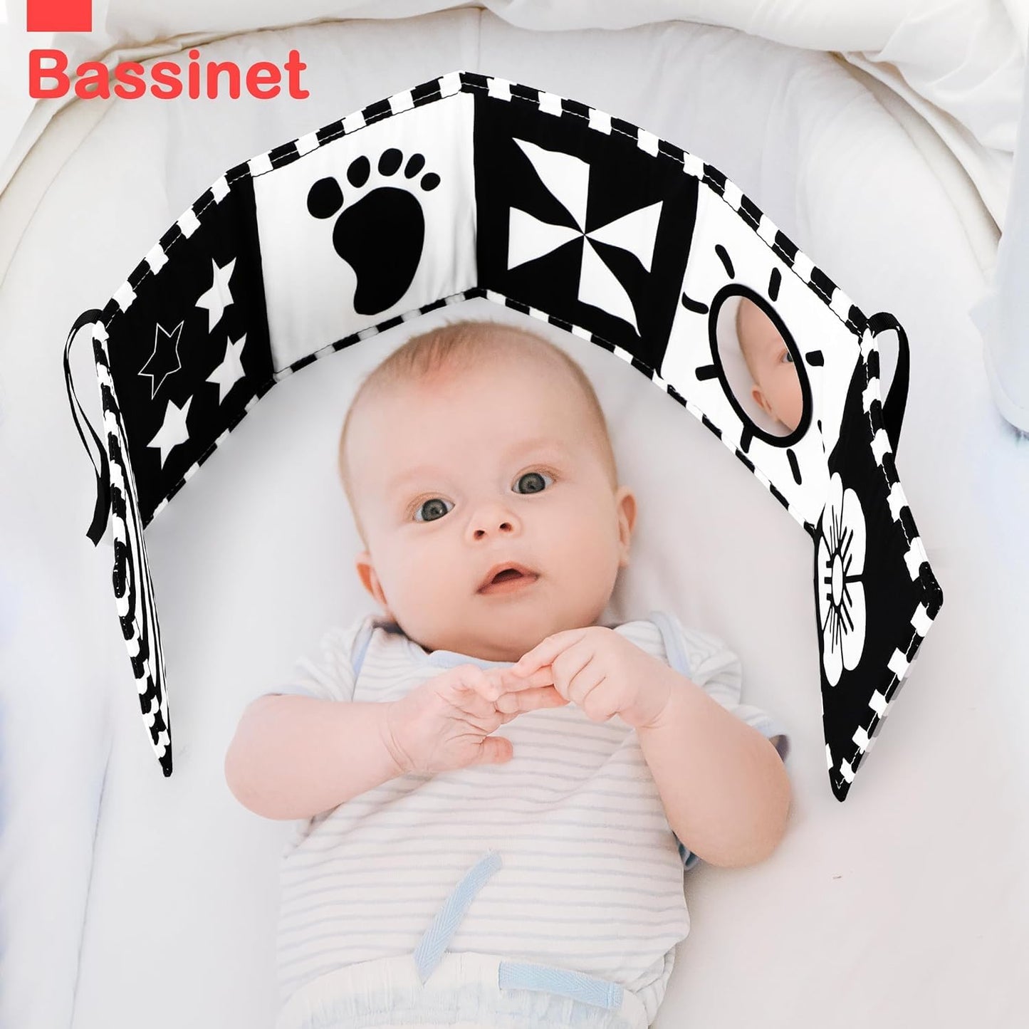 URMYWO black and white sensory baby toys, soft baby book for brain development and tummy time, suitable for newborns.