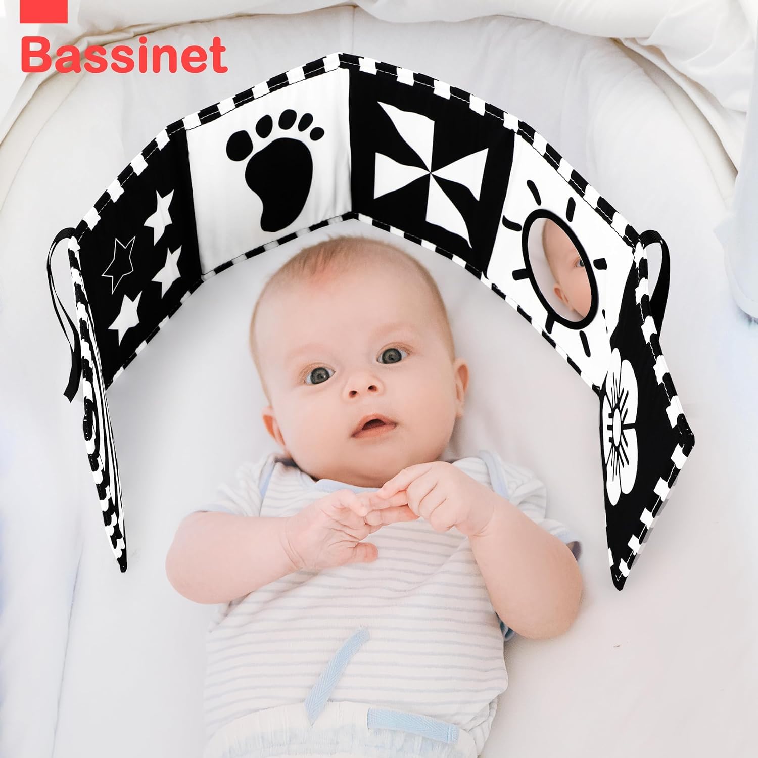 URMYWO black and white sensory baby toys, soft baby book for brain development and tummy time, suitable for newborns.