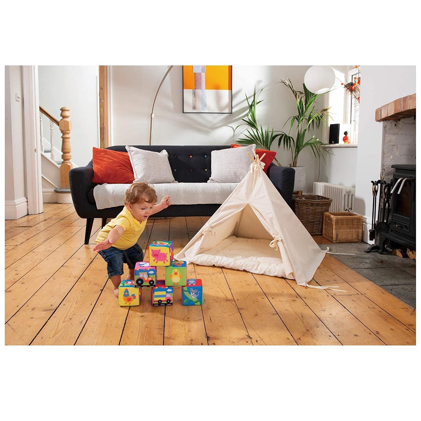Galt Soft Blocks - Fun Design Baby Sensory Toys - Foam Filled, Machine Washable Soft Play Building Blocks - For Early Years Development, Motor Skills and Hand Eye Coordination - Ages 6 Months Plus