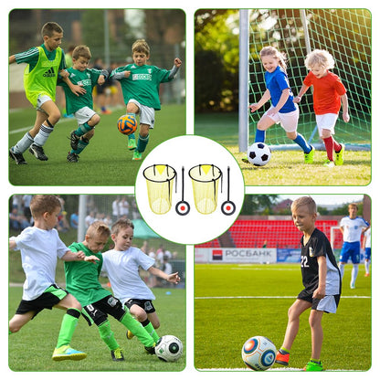 Lotvic 2 Pcs Top Bins Football Targets with 2 Pcs Hanging Targets, Top Bins Net for Goal, Top Corner Football Target Net for Kids Adults Shootings Accuracy Training & Practice (2 Top Bins + 2 Targets)