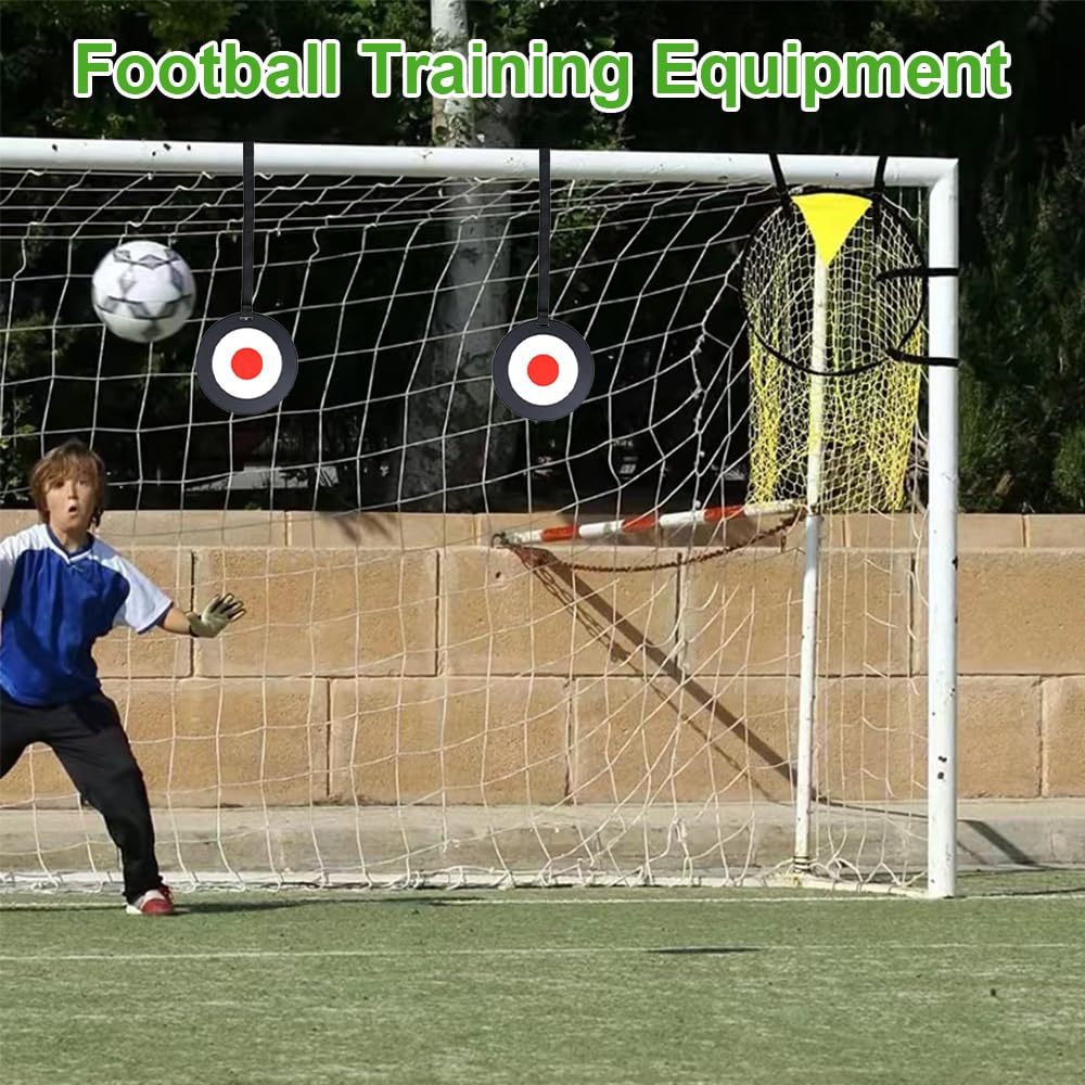 Lotvic 2 Pcs Top Bins Football Targets with 2 Pcs Hanging Targets, Top Bins Net for Goal, Top Corner Football Target Net for Kids Adults Shootings Accuracy Training & Practice (2 Top Bins + 2 Targets)