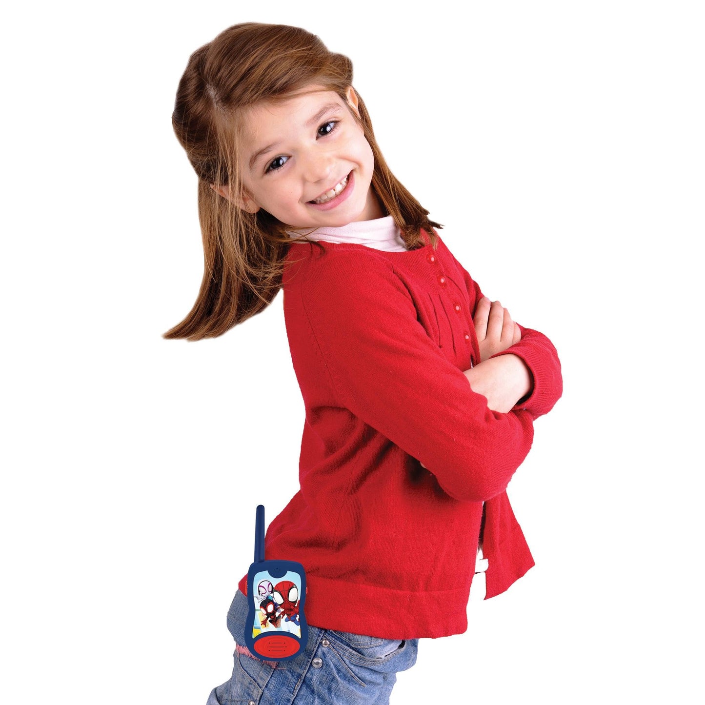 Lexibook, Spidey and His Amazing Friends, Walkie-Talkies 200m, Communication Game for Children, 2 Communication Channels, Belt Clip, Battery Operated, Blue/Red, TW12SP1LXB