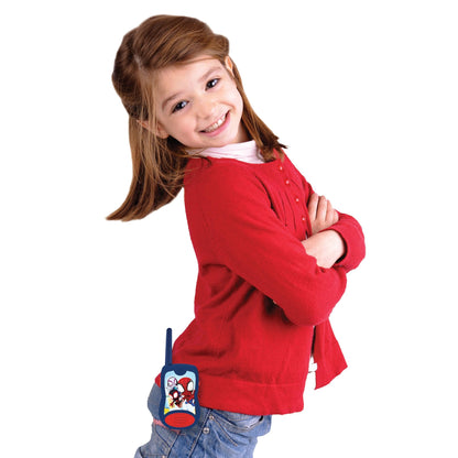 Lexibook, Spidey and His Amazing Friends, Walkie-Talkies 200m, Communication Game for Children, 2 Communication Channels, Belt Clip, Battery Operated, Blue/Red, TW12SP1LXB