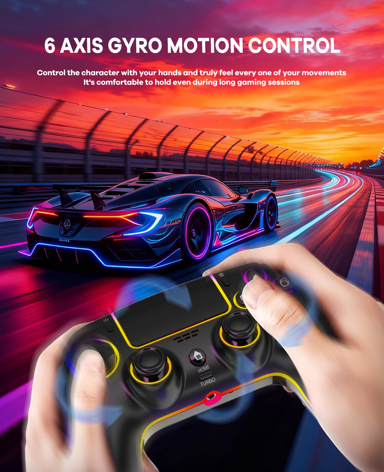 QIVORO Wireless Controller for PS-5/Pro/PC/Steam Deck/Mac/iOS/Android, Gamepad with Hall Effect Joystick, Dual Vibration, Turbo, Programmable Buttons (7 RGB Lighting, Touchpad, 1500mAh Battery)