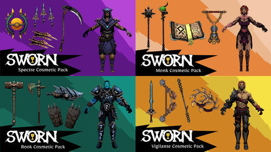 SWORN Deluxe Edition for PS5 game case with artwork and branding, featuring vibrant cover art and game title.