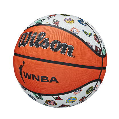 Wilson Basketball WNBA ALL TEAM, Outdoor, Rubber, Size: 6, Brown/White