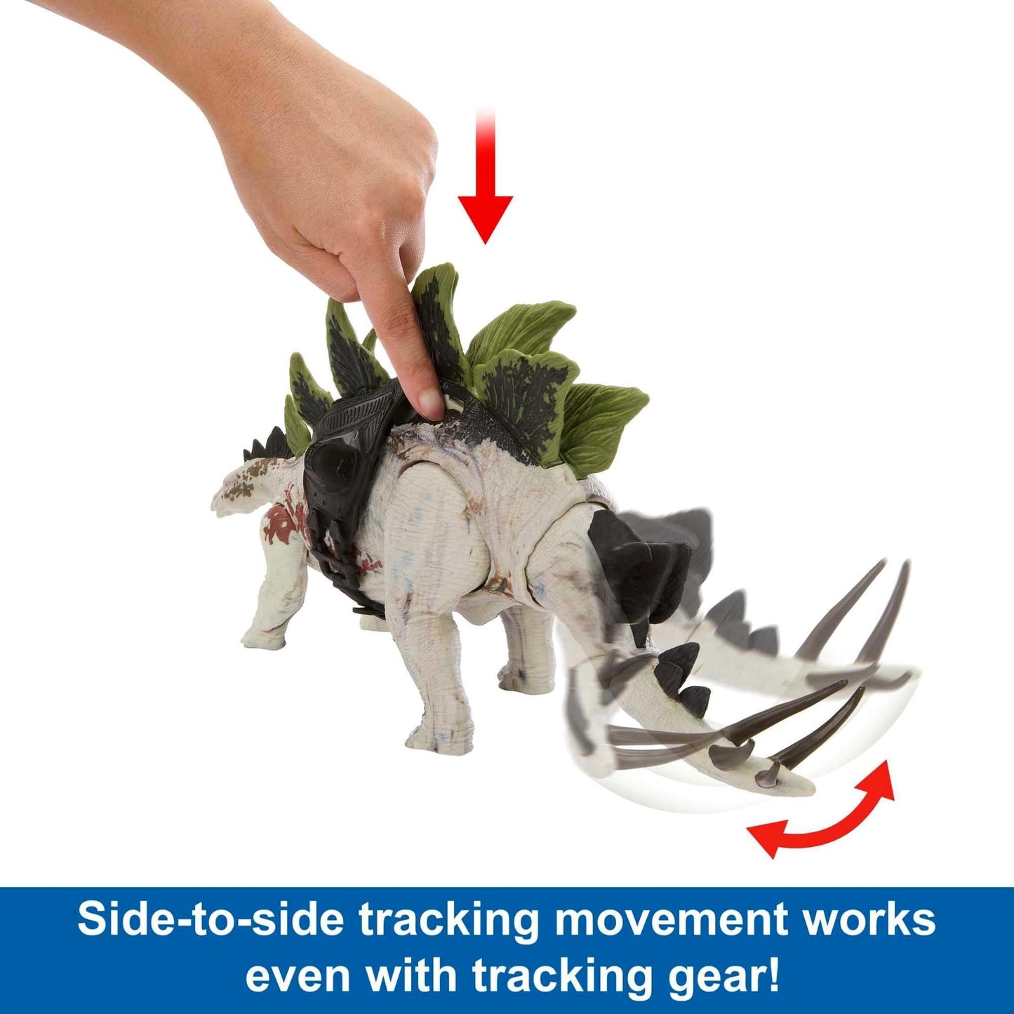 Jurassic World Dominion Dinosaur Figure Gigantic Trackers Stegosaurus with Attack Motion & Tracking Gear, Toy Gift with Physical & Digital Play, HLP24