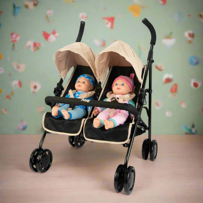 Joie Aire Twin Pushchair | Childrens Double Stroller Pram In Black & Stone | Childrens Baby Doll Stroller Toy Umbrella Fold Stroller | Role Play Toy Dolls Buggy Pushchair | Ages 3+